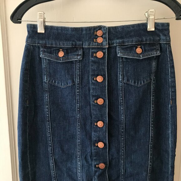 Madewell | Denim Seamed Button-Front Skirt (Size 26) - Picture 5 of 11